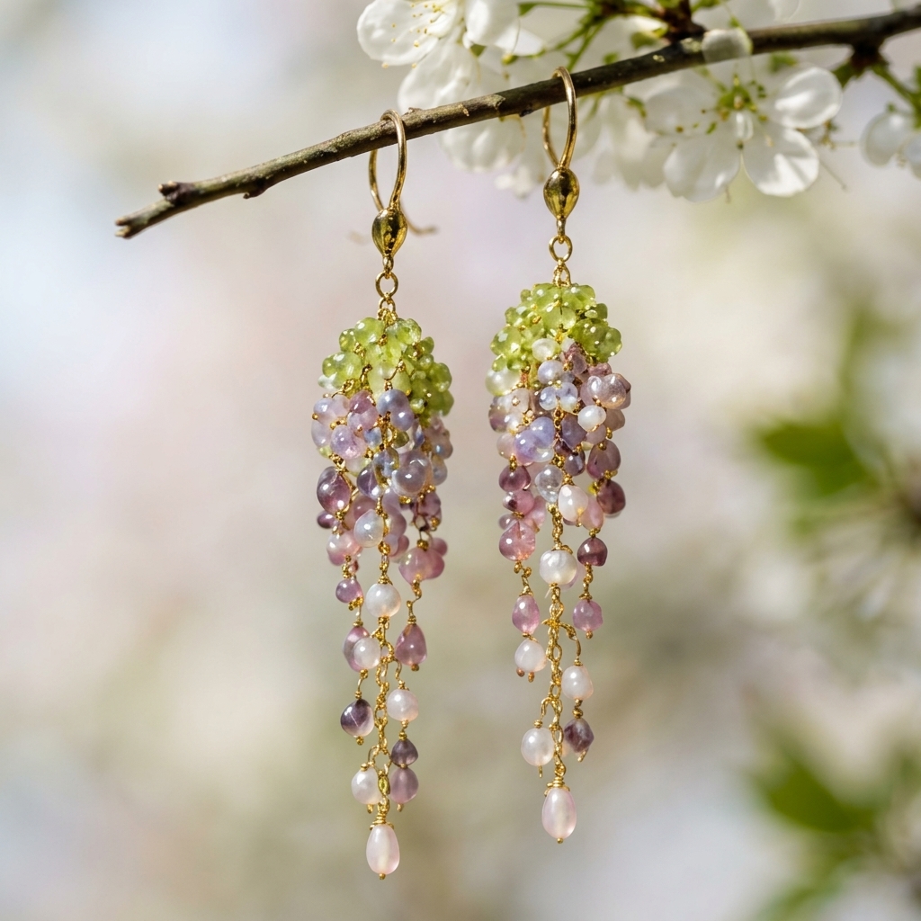 Aelara Flora Drops hanging from a blossom branch
